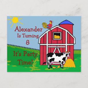 Farm Birthday Party-Personalise It Invitation Postcard