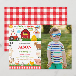 Farm Birthday Party Photo Invitation