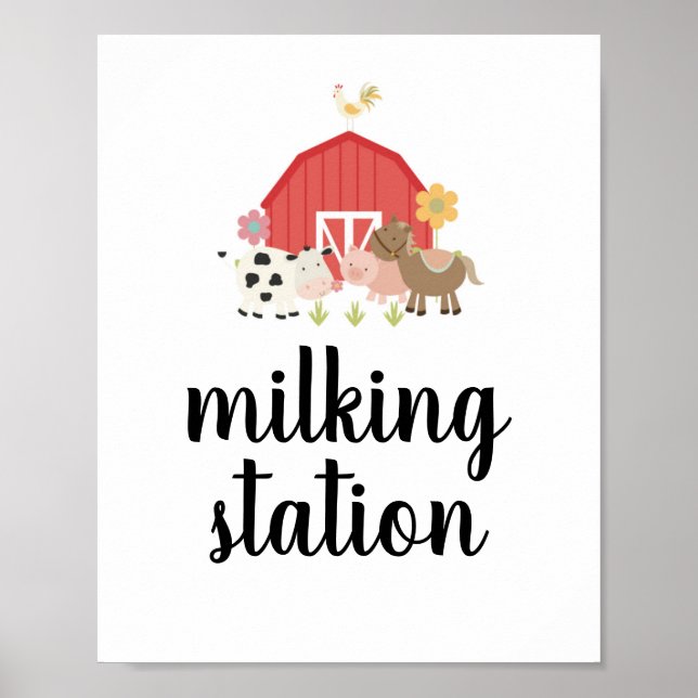 Farm Birthday Party Sign Milking Station sign (Front)