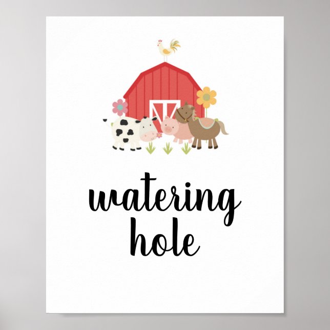 Farm Birthday Party Sign Watering Hole (Front)