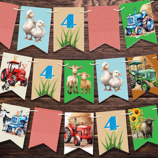 Farm Birthday Party Tractors Animals Bunting (Creator Uploaded)