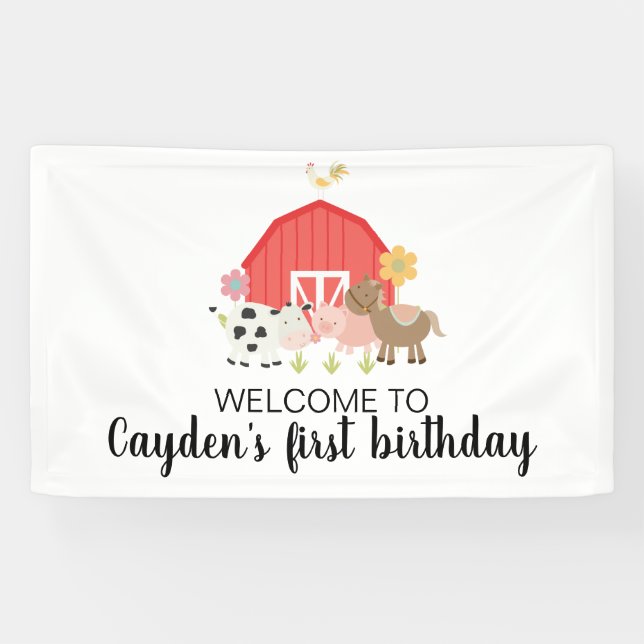 Farm birthday party welcome sign banner (Horizontal)