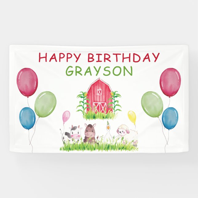 Farm Birthday Personalised Banner (Horizontal)