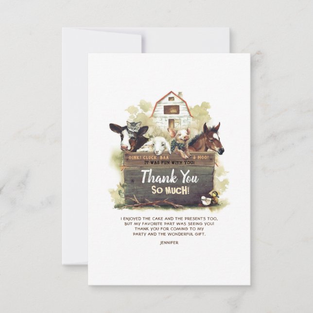 Farm Birthday Thank You Photo (Front)