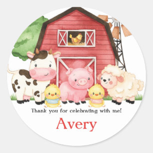 Farm Birthday Thank You Sticker, Favour Sticker