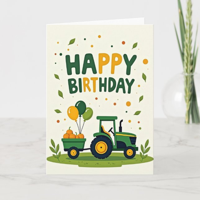 Farm Birthday Wagon Card (Front)