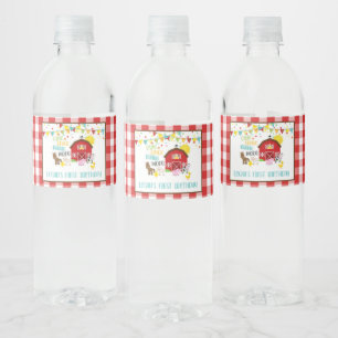 Farm Birthday Water Bottle Label - White