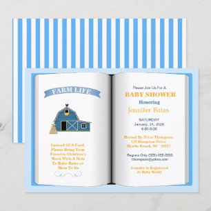 Farm Book Theme Baby Shower Invitation