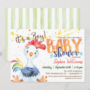 Farm Boy Baby Shower Rooster invitation