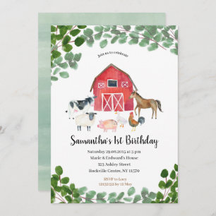 Farm Boy Birthday Invitation Greenery