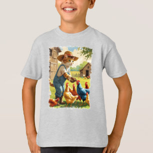 Farm cat tending chickens! T-Shirt