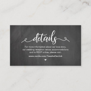 Farm Chalkboard, white font, Wedding Details Enclosure Card