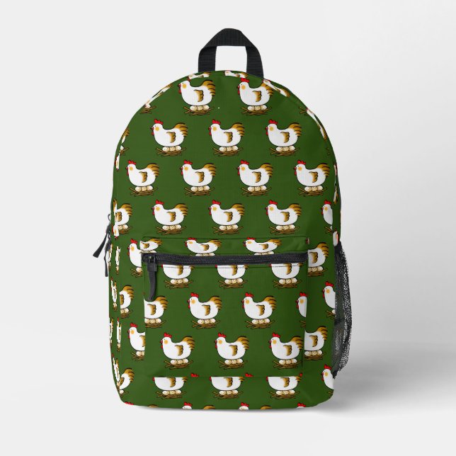 farm chicken and eggs printed backpack (Front)
