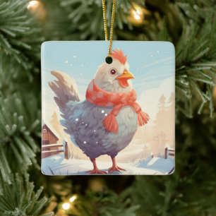 Farm Chicken Animal, Kawaii Cute Pet Lover Gift Ceramic Ornament