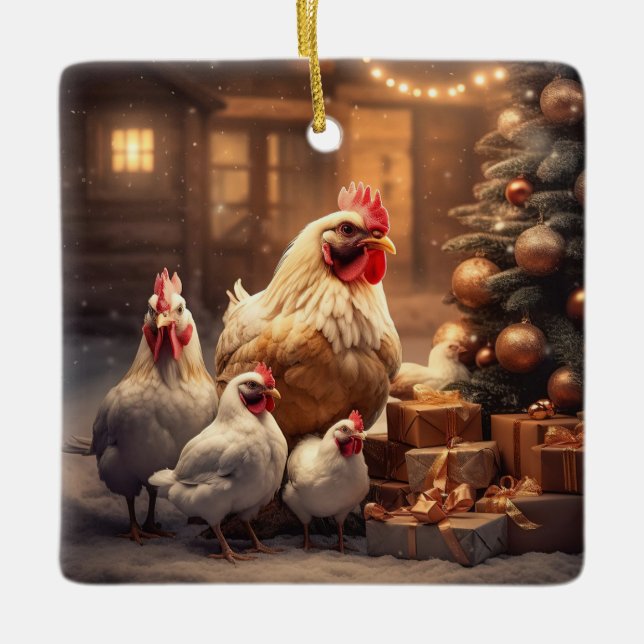 Farm Chicken Animal, Kawaii Cute Pet Lover Gift Ceramic Ornament (Front)
