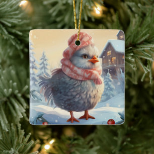 Farm Chicken Animal, Kawaii Cute Pet Lover Gift Ceramic Ornament