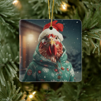 Farm Chicken Animal, Kawaii Cute Pet Lover Gift Ceramic Ornament