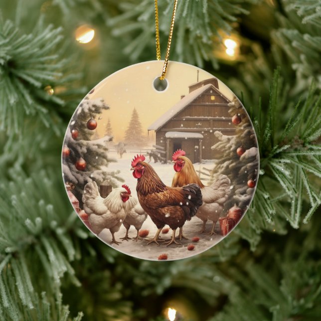 Farm Chicken Animal, Kawaii Cute Pet Lover Gift Ceramic Tree Decoration (Tree)
