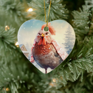 Farm Chicken Animal, Kawaii Cute Pet Lover Gift Ceramic Tree Decoration