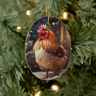 Farm Chicken Animal, Kawaii Cute Pet Lover Gift Ceramic Tree Decoration
