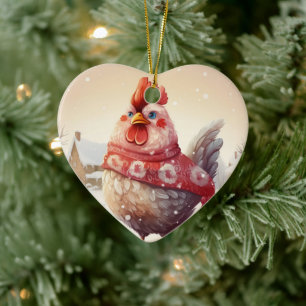 Farm Chicken Animal, Kawaii Cute Pet Lover Gift Ceramic Tree Decoration