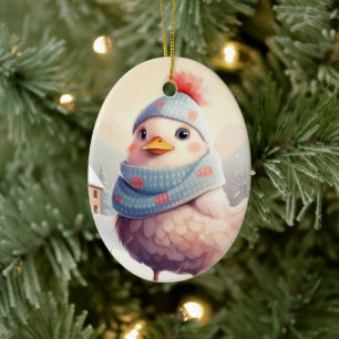 Farm Chicken Animal, Kawaii Cute Pet Lover Gift Ceramic Tree Decoration