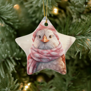 Farm Chicken Animal, Kawaii Cute Pet Lover Gift Ceramic Tree Decoration