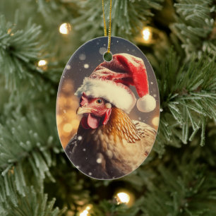 Farm Chicken Animal, Kawaii Cute Pet Lover Gift Ceramic Tree Decoration