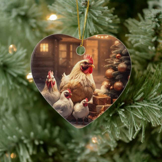 Farm Chicken Animal, Kawaii Cute Pet Lover Gift Ceramic Tree Decoration (Tree)