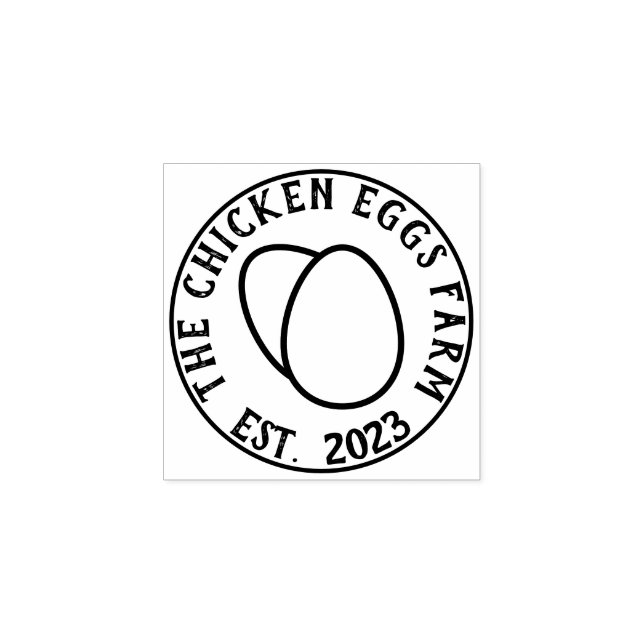 Farm Chicken Fresh logo Egg Rubber Stamp (Imprint)