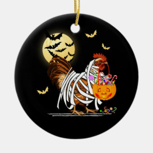 Farm Chicken Mummy Pumpkin Jack O Lantern Hallowee Ceramic Tree Decoration