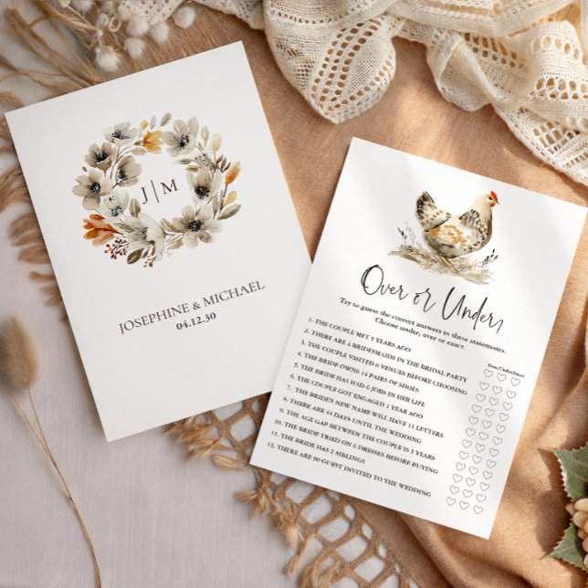 Farm Chicken Over or Under Bridal Shower Game (Creator Uploaded)