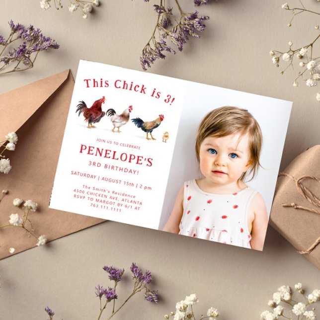 Farm Chicken This Chick Birthday Party Photo Invitation (Creator Uploaded)