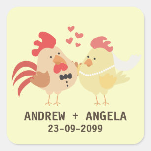 Farm Chicken Wedding Save the Date Sticker