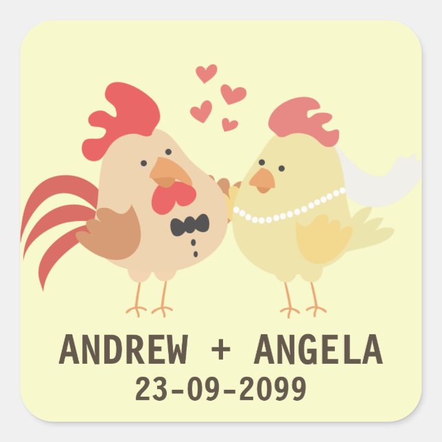 Farm Chicken Wedding Save the Date Sticker (Front)