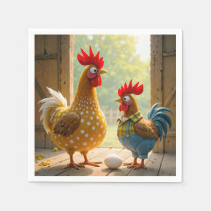 Farm Chickens With Egg Napkin