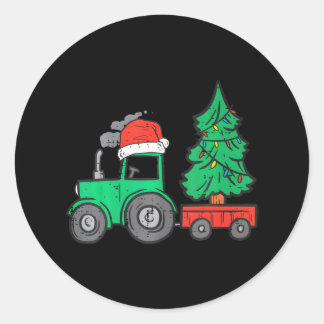 Farm Christmas Tractor Tree Xmas Truck Boys Classic Round Sticker