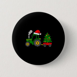 Farm Christmas Tractor Tree Xmas Truck Boys Kids T 6 Cm Round Badge