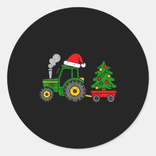 Farm Christmas Tractor Tree Xmas Truck Boys Kids T Classic Round Sticker