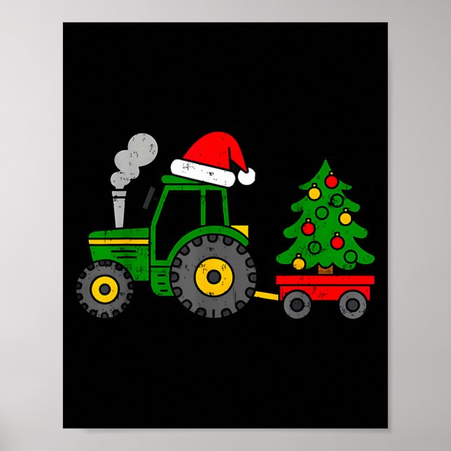 Farm Christmas Tractor Tree Xmas Truck Boys Kids T Poster (Front)