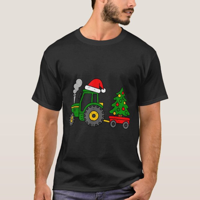 Farm Christmas Tractor Tree Xmas Truck Boys Kids T T-Shirt (Front)