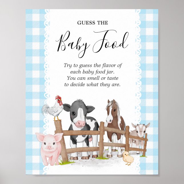 Farm Country Baby Shower Guess The Baby Food Sign (Front)