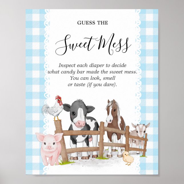 Farm Country Baby Shower Guess The Sweet Mess Poster (Front)