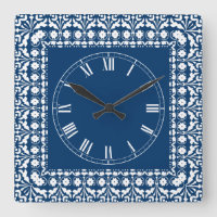 Farm Country Blue and White Elegant Kitchen Clock