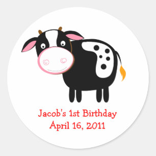 FARM COW Baby Shower or Birthday Favour Stickers
