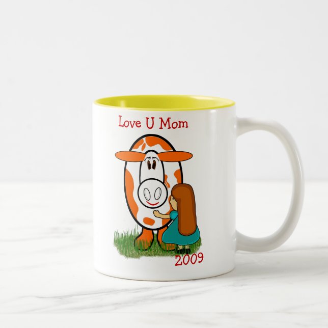 Farm Cow Love U Mum Two-Tone Coffee Mug (Right)