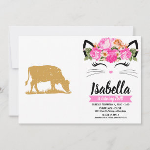 Farm cow moo vintage silhouette invitation