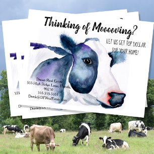 Farm Cow Referral Postcard – Fun Real Estate Marke