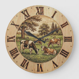 Farm Cow wooden Wall Clock