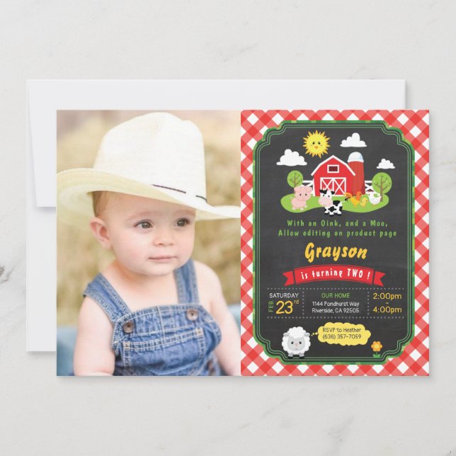 Farm Cowboy birthday invitation (Front)